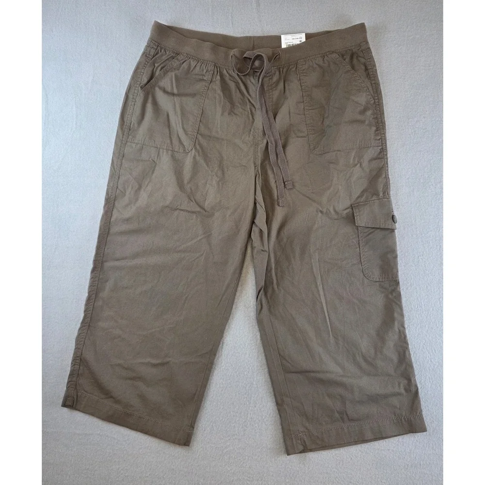 New St Johns Bay Cargo Capri Pants Mid Rise Womens XL Gorpcore Hiking Earth Tone